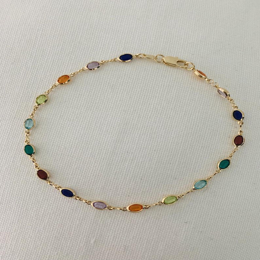 New Multicolor Micro Inlaid Rainbow Crystal Anklet