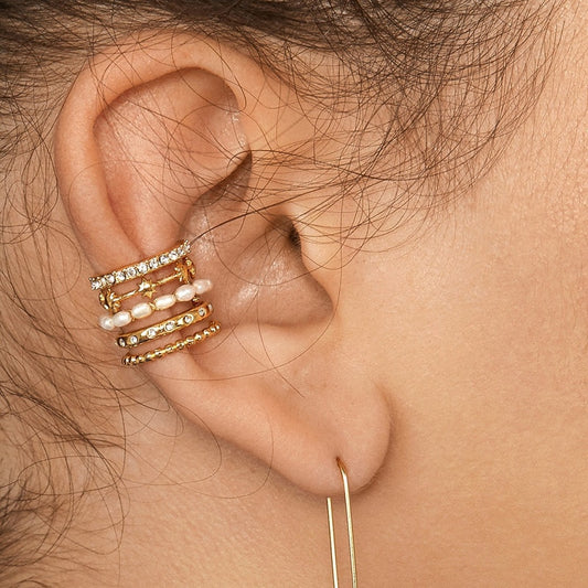 Multi-circle hollow pearl ear bone clip