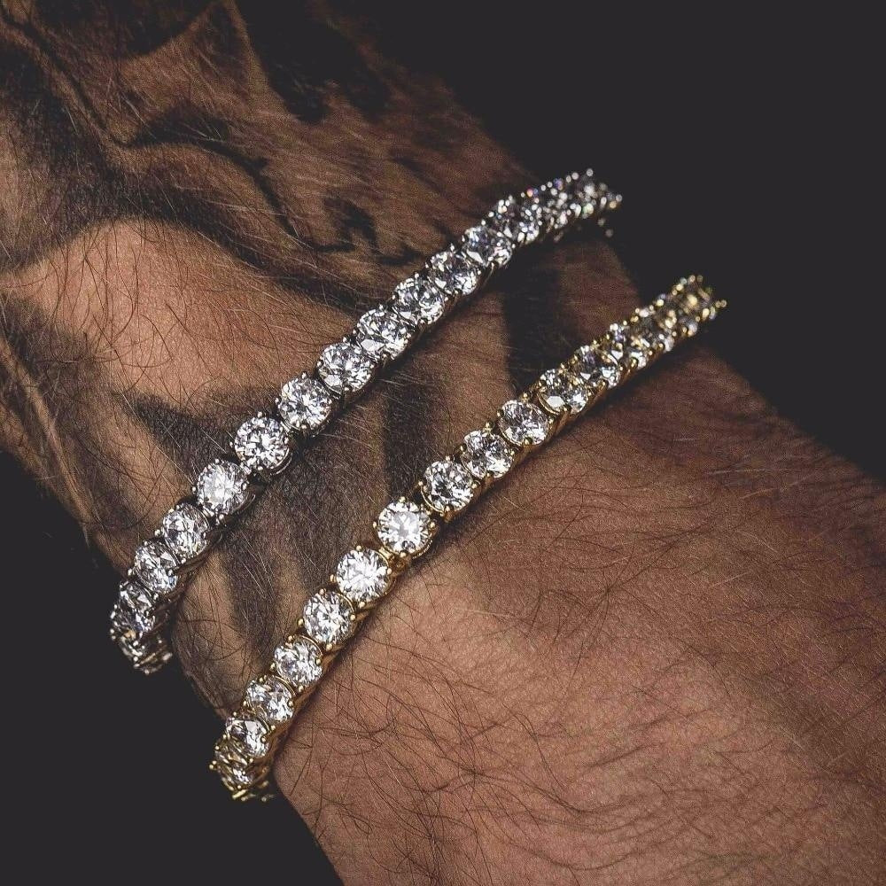 Hip Hop Bracelet Iced Out Single Row Rhinestones Chain Bling Tennis Charm Bracelets Zirconia Bracelets Link Chain Jewelry
