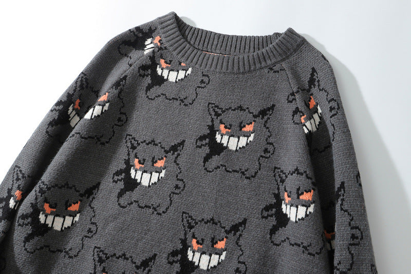 Japanese street cartoon devil sweater