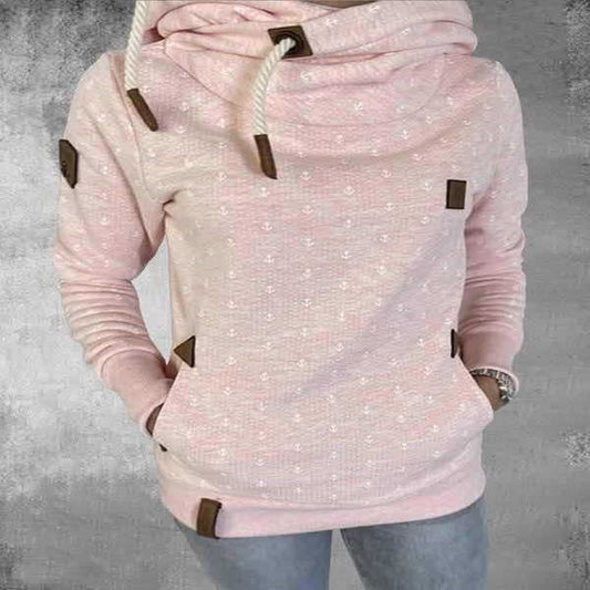 Explosive Personality Leather Brand Hooded Sweater Women