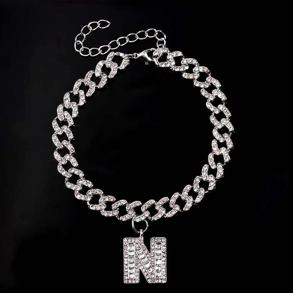 Hip Hop Alphabet Pendant Cuban Chain Anklet