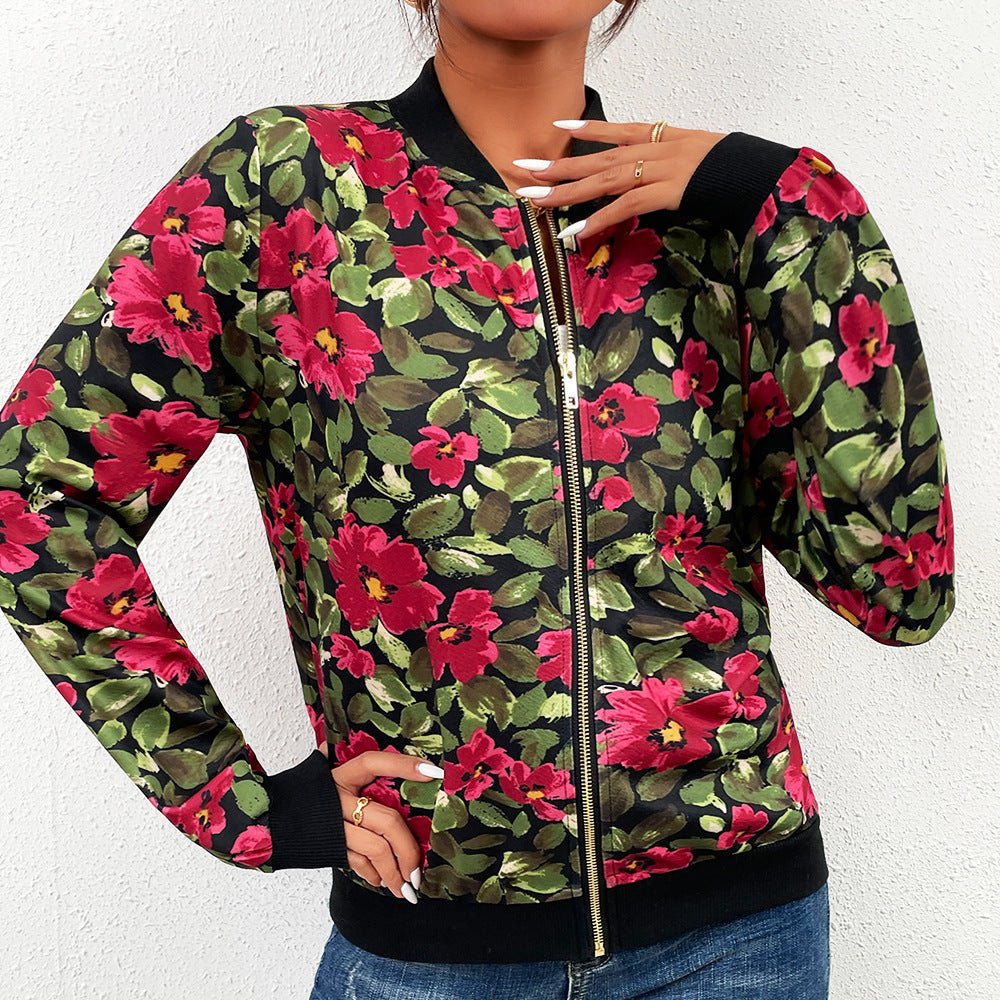 Women's Floral Cardigan Slim Fit Jacket Long Sleeve