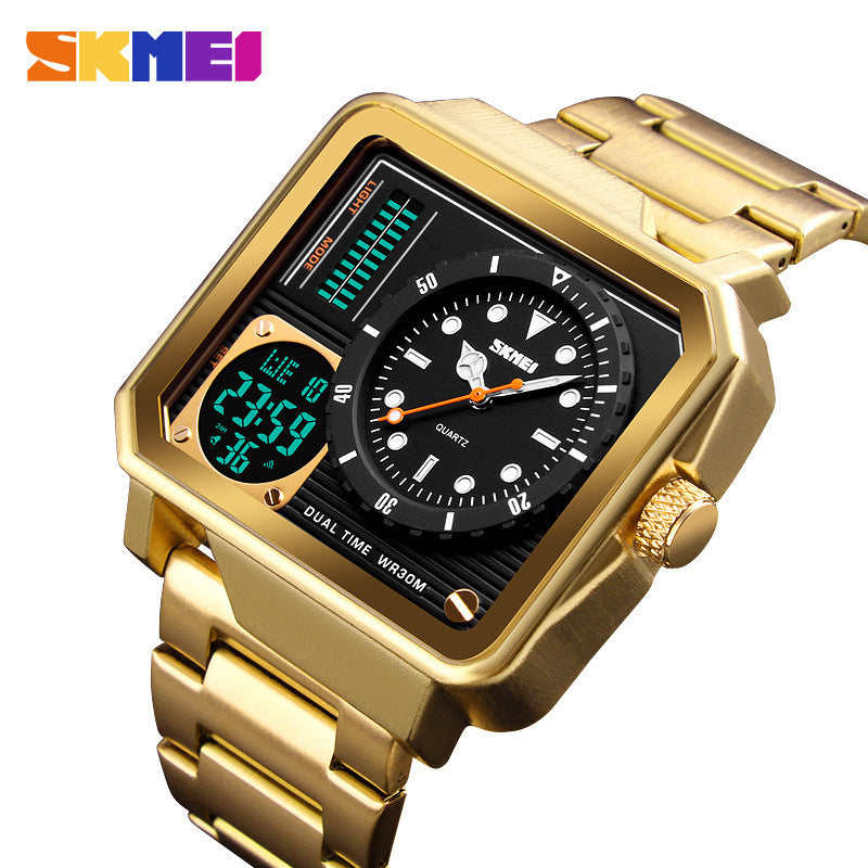 Multi-function watch outdoor sports double display business fashion big dial waterproof male electronic watch