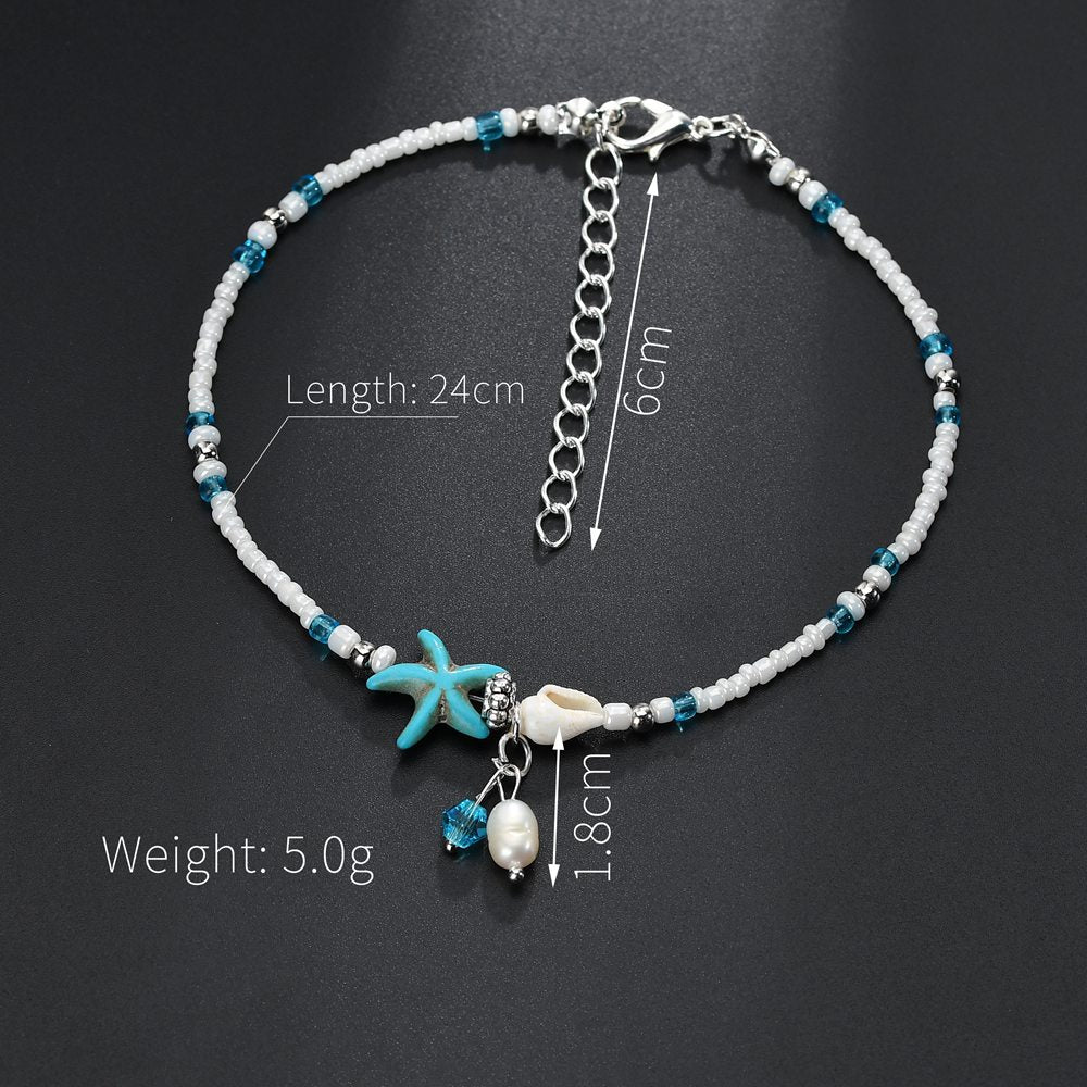 Starfish shell beach anklet