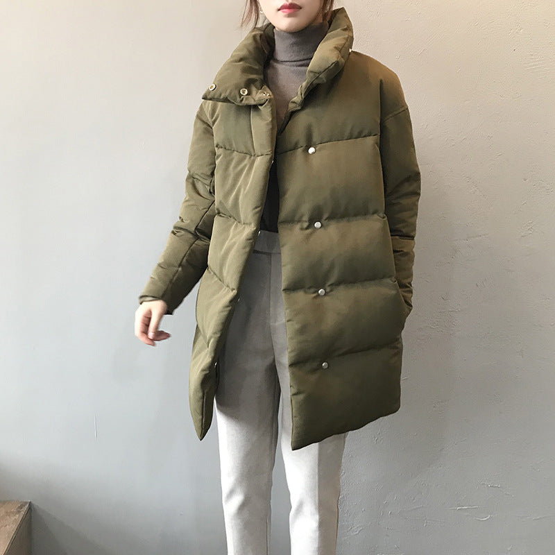 Cotton padded women's long and loose bread jacket