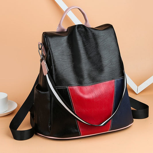 Contrast soft leather backpack