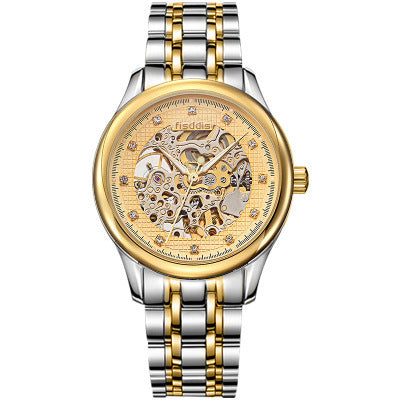 Luminous mechanical watches, automatic hollowing, men's fashion trend, steel machinery watches