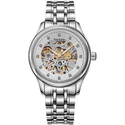 Luminous mechanical watches, automatic hollowing, men's fashion trend, steel machinery watches