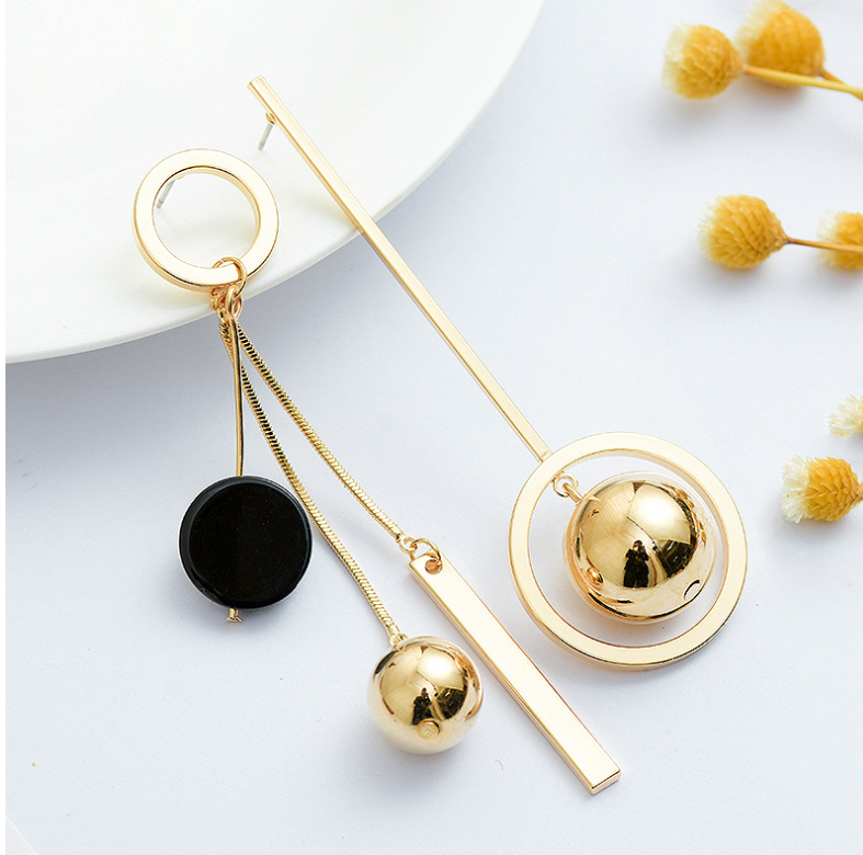 Long stud earrings simple modern personality asymmetric tassel earrings earrings female Japanese and Korean fashion earrings