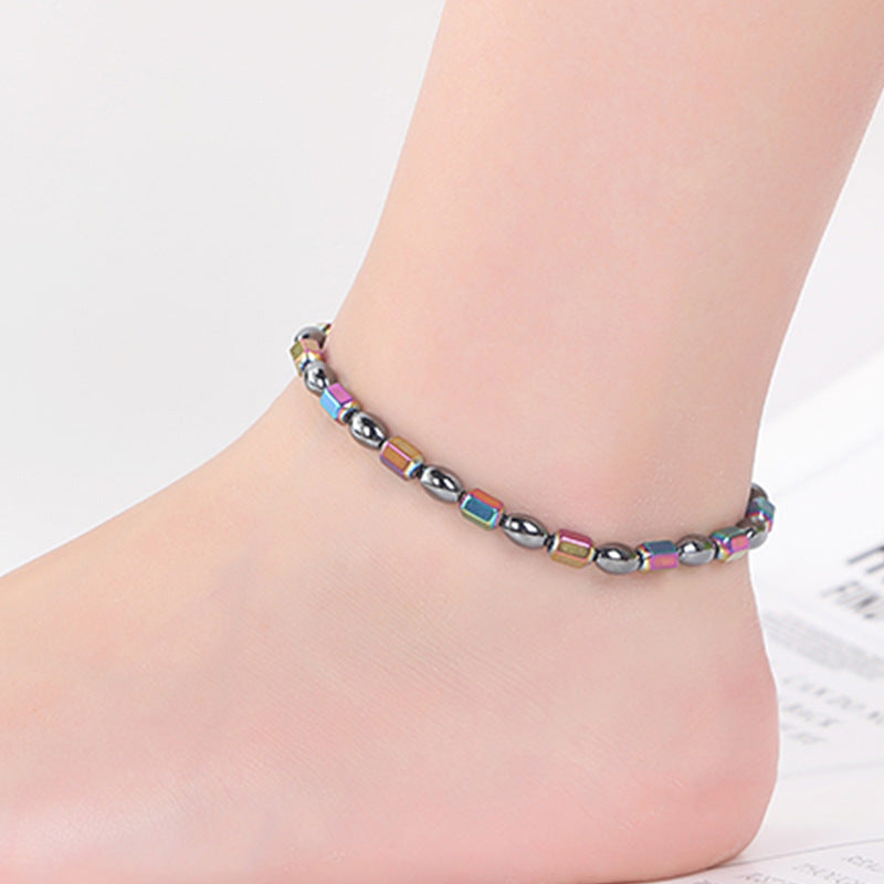 Rice Beads Colorful Straight Tube Magnet Anklet