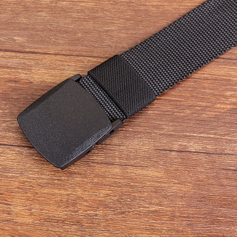 Canvas belt men hypoallergenic canvas belt woven nylon plastic buckle outdoor leisure wholesale