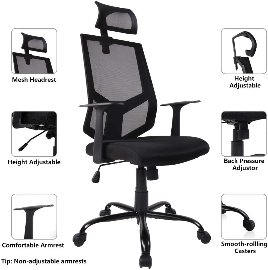 Dark Black Adjustable Ergonomic Mesh Office Chair