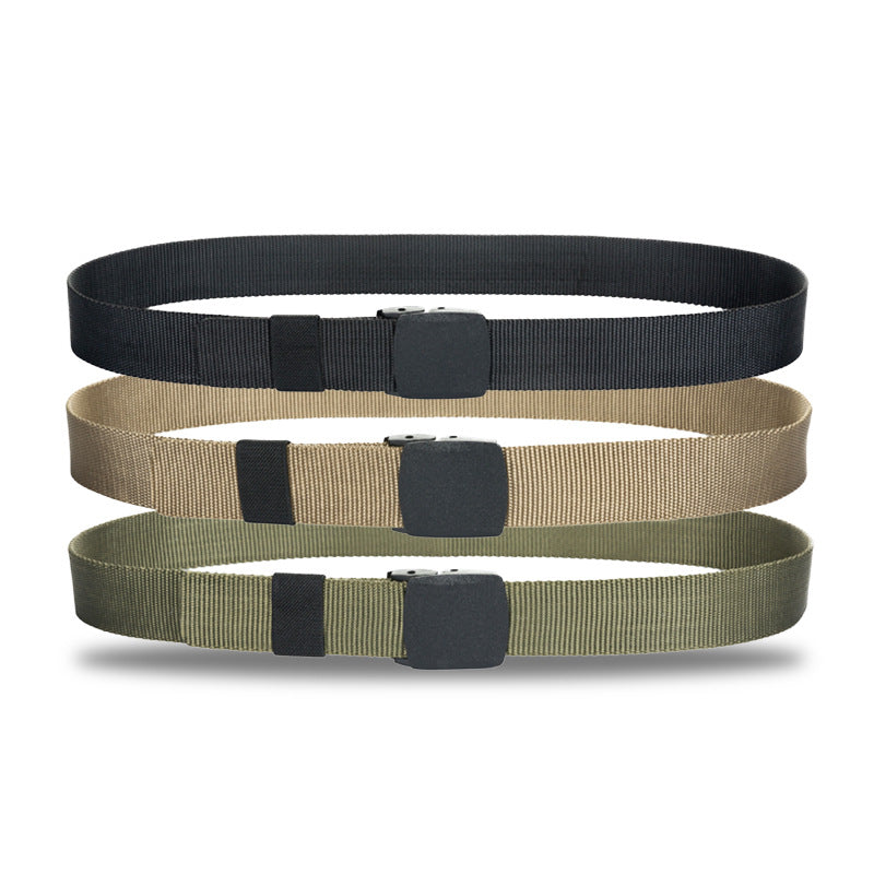 Canvas belt men hypoallergenic canvas belt woven nylon plastic buckle outdoor leisure wholesale