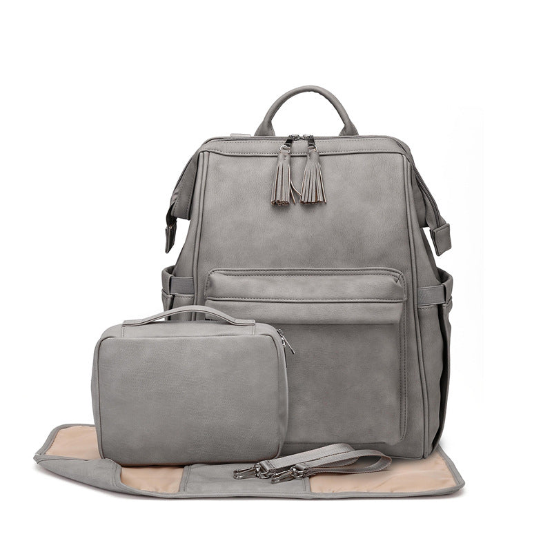 Leather mommy backpack