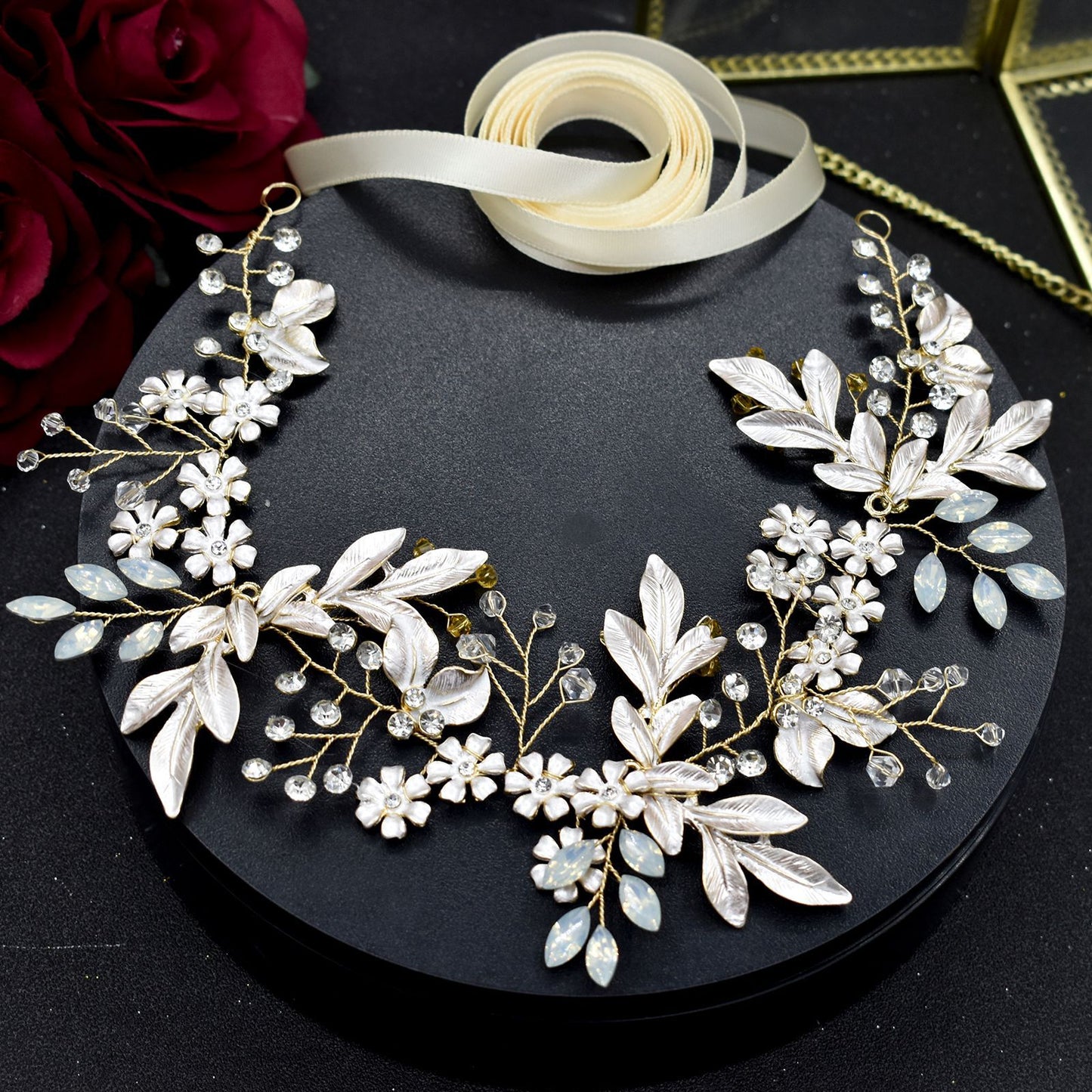 European And American Handmade Flower Rhinestone Alloy Leaf Waist Chain