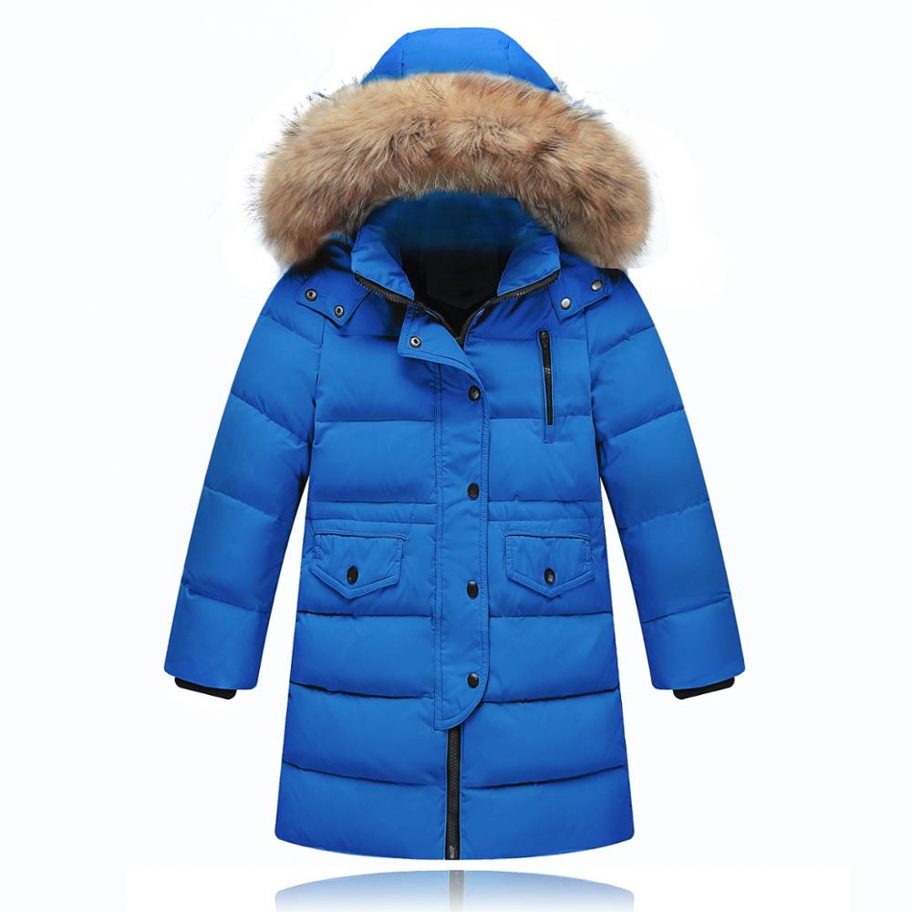 Children's Down Jacket Girls Mid-length Thick Fur Collar Men