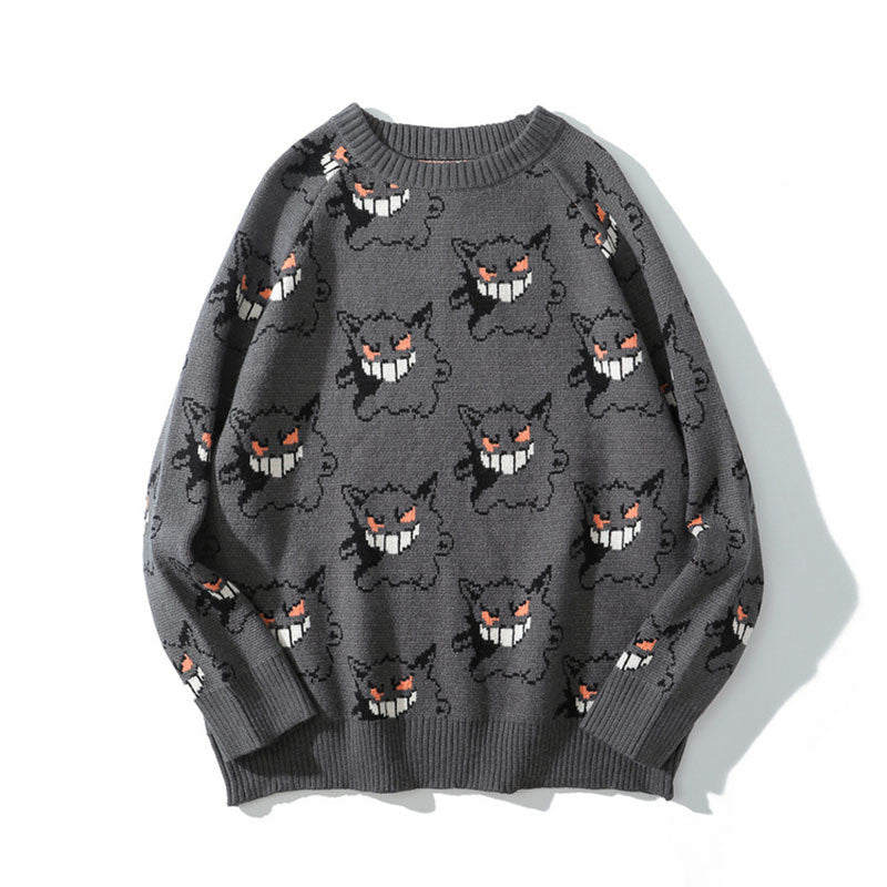 Japanese street cartoon devil sweater