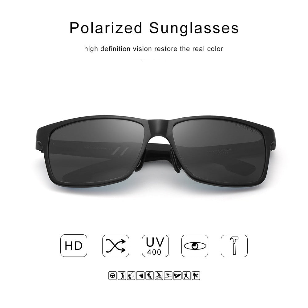 KINGSEVEN Men Polarized Sunglasses Aluminum Magnesium Sun Glasses Driving Glasses Rectangle Shades For Men Oculos masculino Male