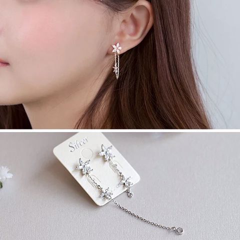 Long Star Stud Earrings