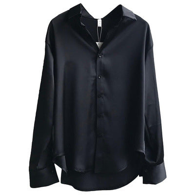 Women's retro Hong Kong style long-sleeved plus size shirt