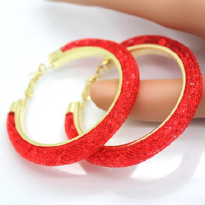 Gold-plated Earrings, Crystal Mesh Chain, Female Earring Jewelry