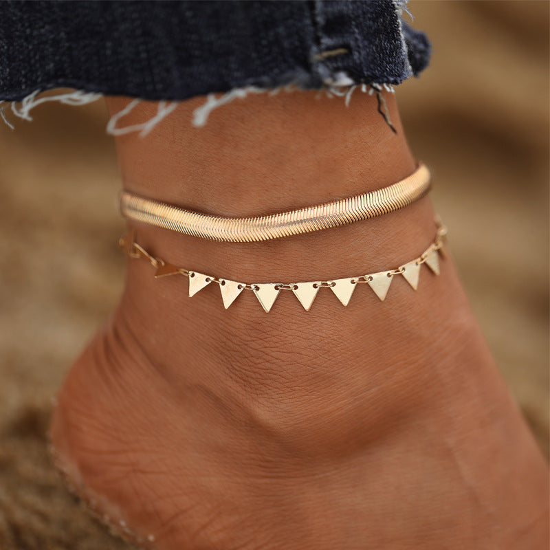 Fashion Triangle Double-layer Chain Anklet