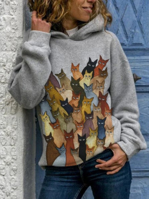 Cat animal print hoodie