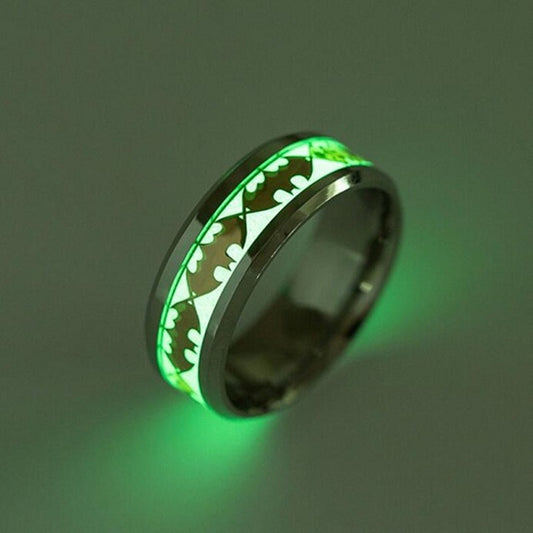 Stainless Steel Batman Symbols Luminous Men Rings Never Fade Glowing Ring