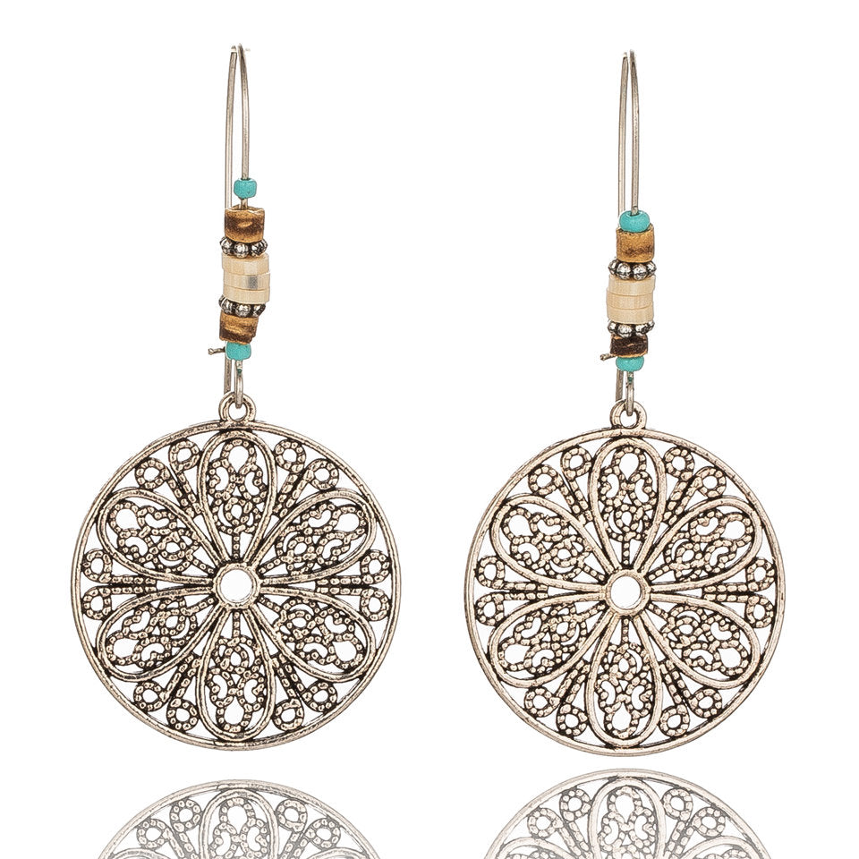 Drop-shaped alloy pendant earrings