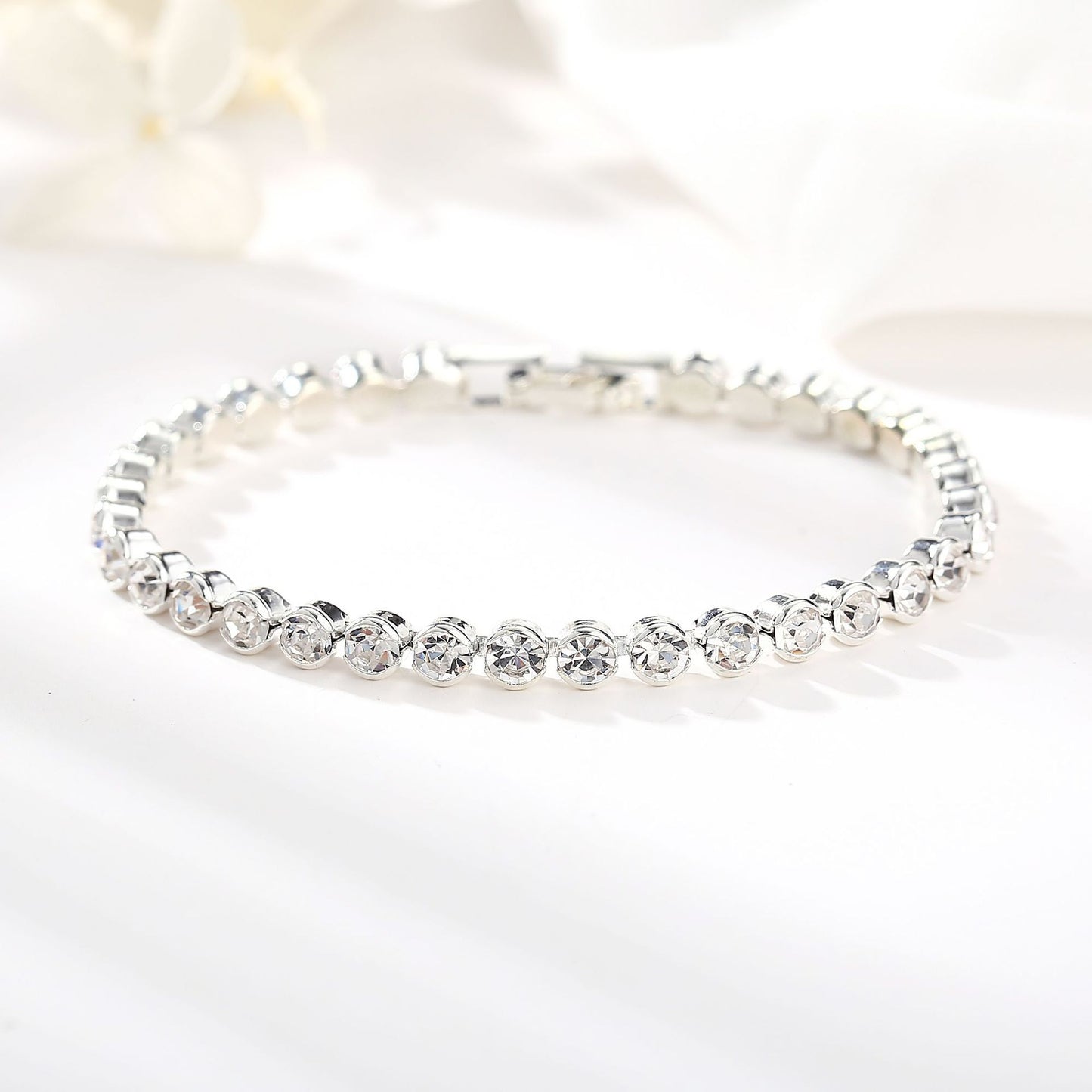 Full Diamond Single Row Bracelet Roman Crystal