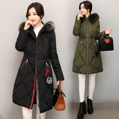 Fashion cotton-padded clothes 2021 autumn and winter new Korean long style ladies' cotton-padded clothes thickened slim women's large size coat