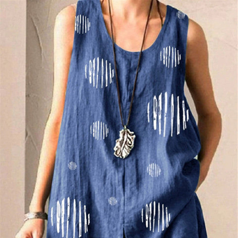 Printed sleeveless vest