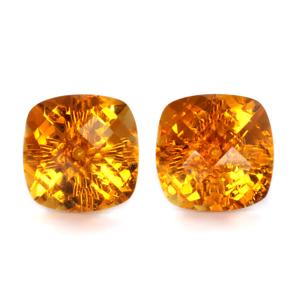 Pair Of Gold Square Crystal Stud Earrings