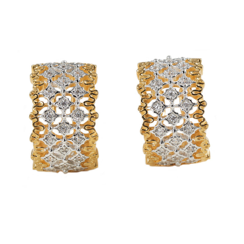 European And American Italian Craftsmanship Palace S925 Silver Earrings