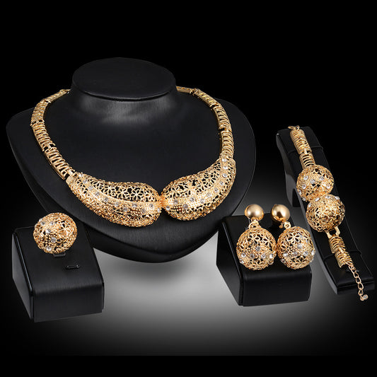 Four-piece Set Of Explosive Alloy Necklace And Earrings