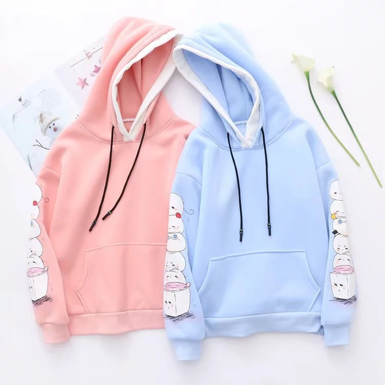 Hooded long-sleeved sweater women