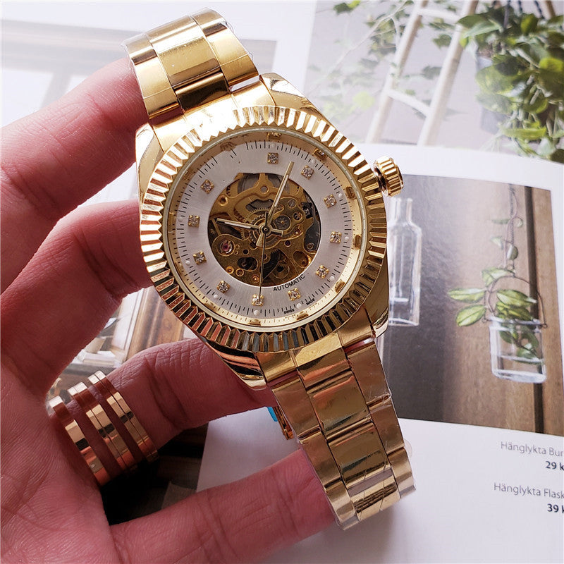 Fashion casual men's hollow mechanical watch