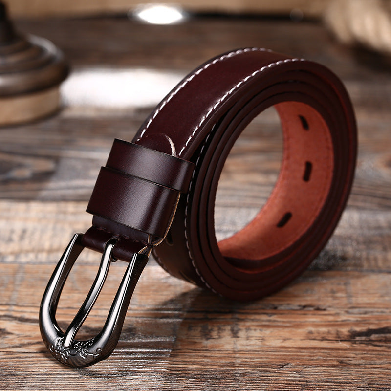 Automatic buckle two layer belt fashion leisure alloy