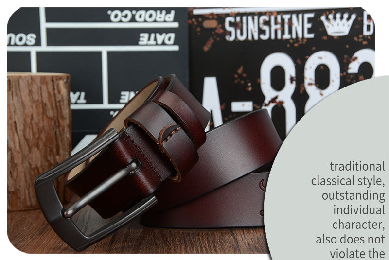 Dynamic buckle leather belt belt