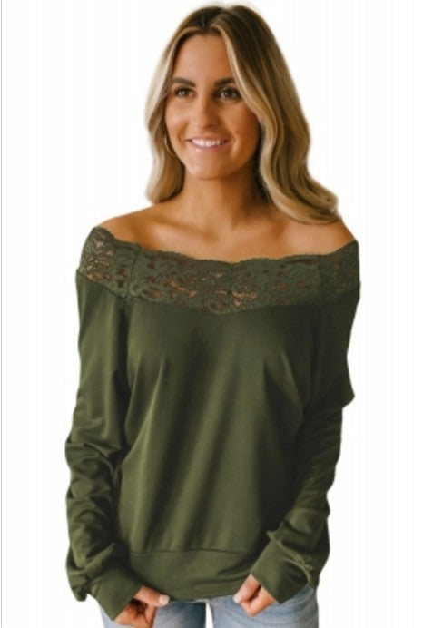 Side lace long-sleeved T-shirt