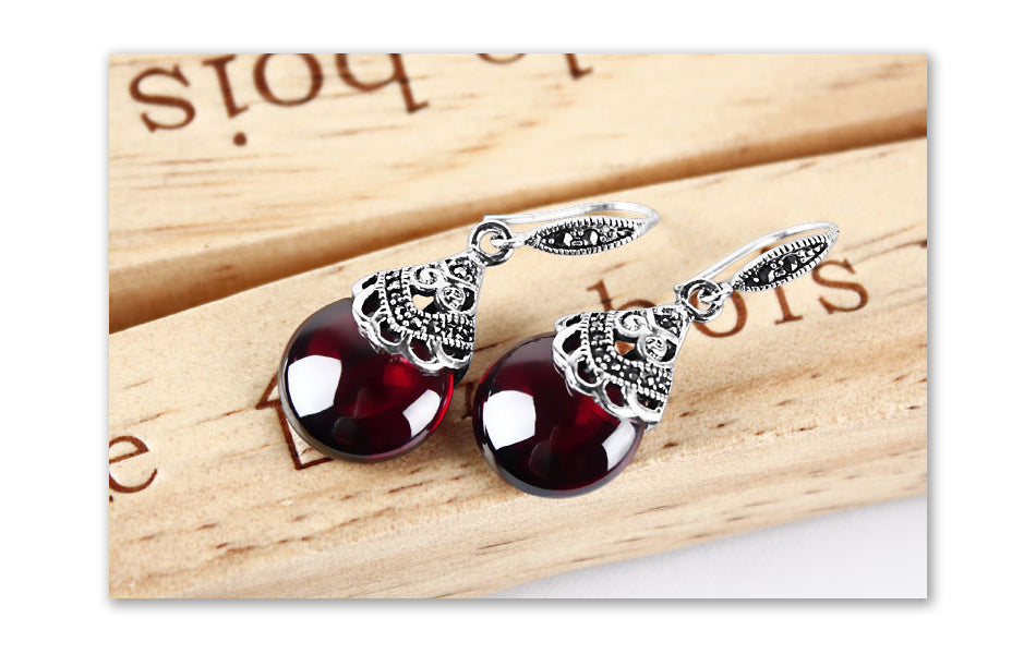 Vintage Round Garnet Earrings