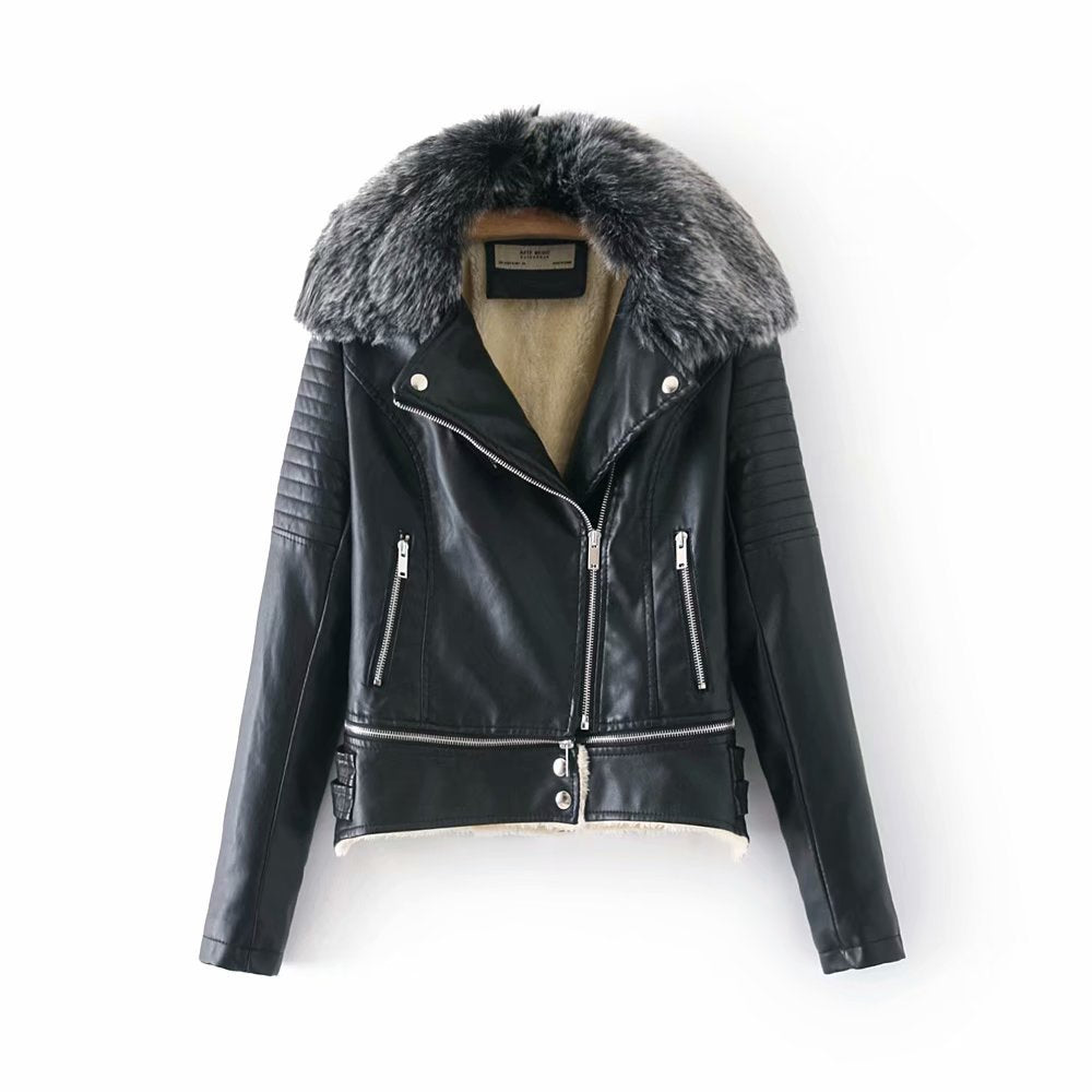 Fur Collar Leather Jacket