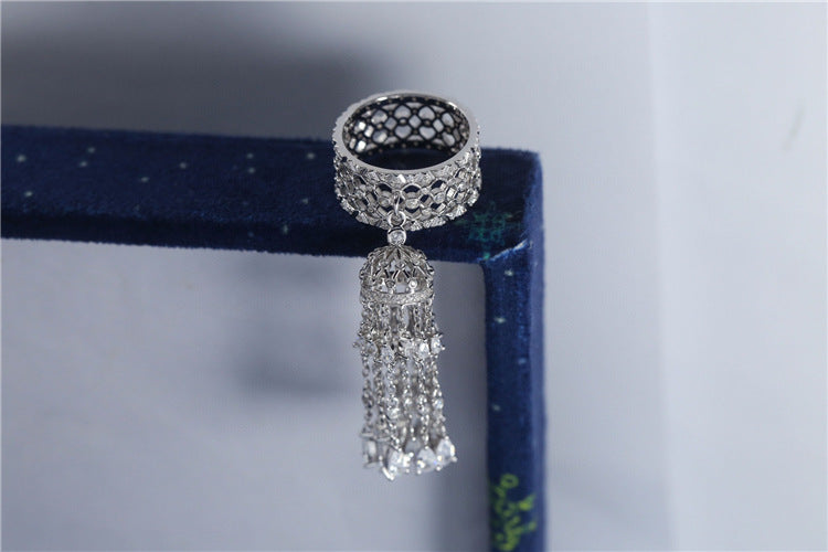 Waterfall Fringe Rhinestone Microset Ring