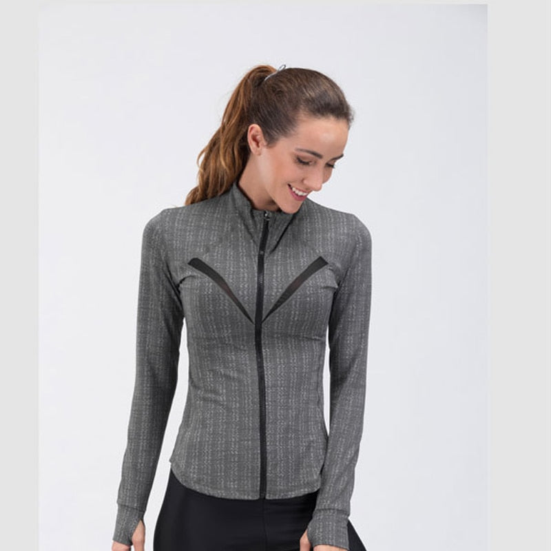 Slim Fit Zipper Stand Collar Exercise Yoga Suit Jacket