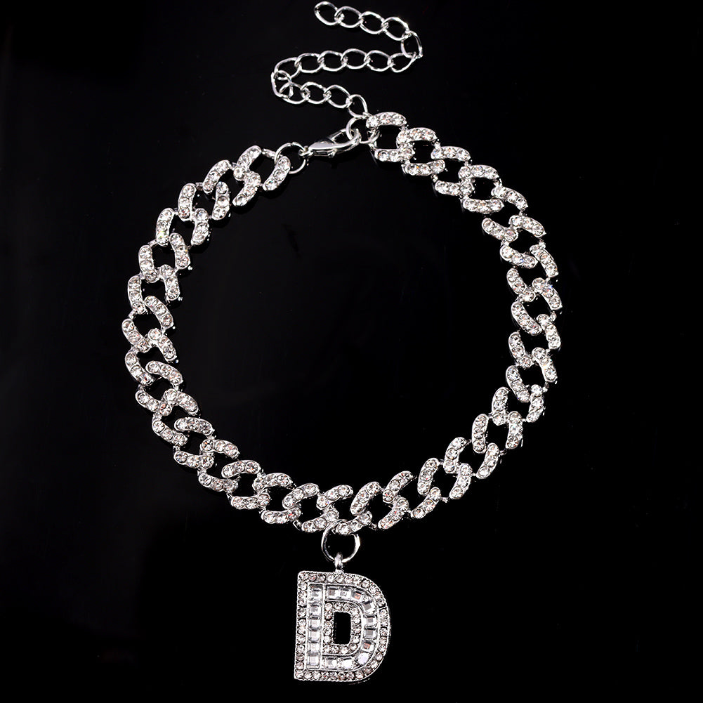 Hip Hop Alphabet Pendant Cuban Chain Anklet