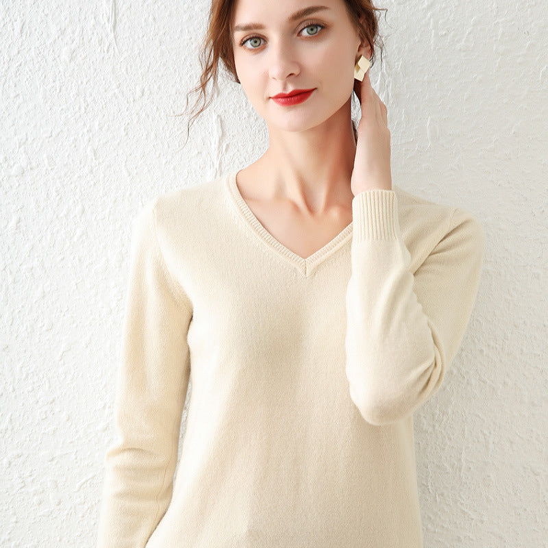 Loose Slimming Low-neck Knitted Bottoming Shirt