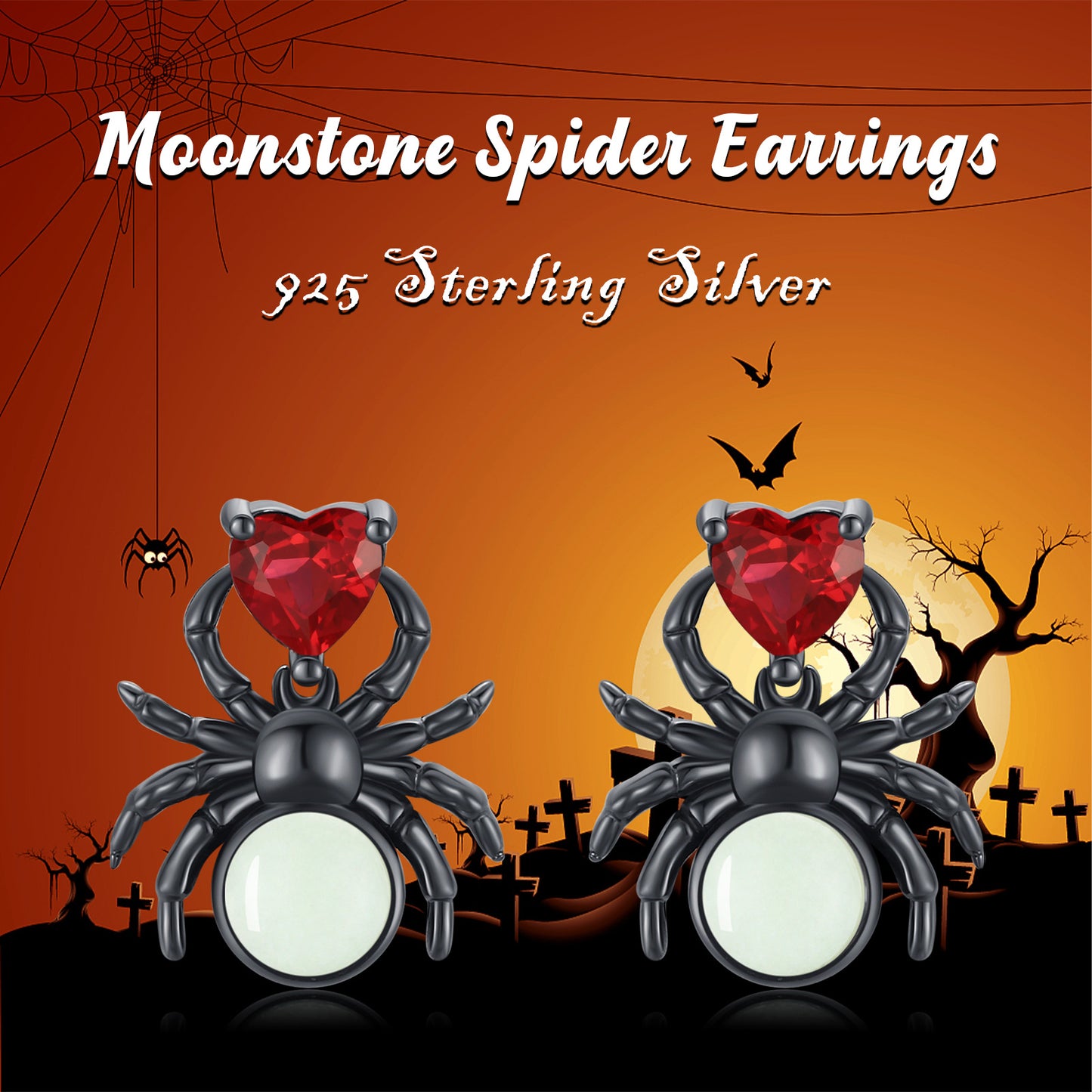 Spider Earrings 925 Sterling Silver Luminous Spider Stud Earrings for Women Glowing in the Dark Spider Jewelry Horror Animal Earrings