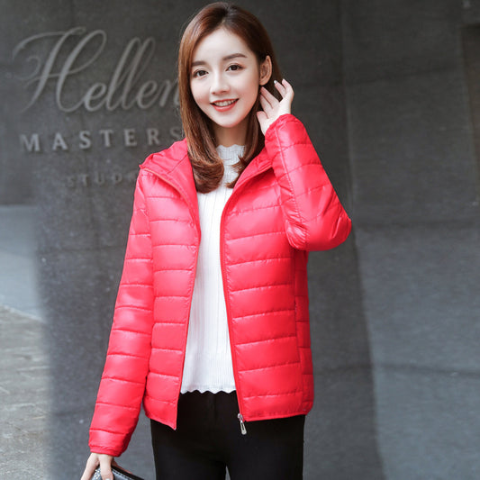 Slim-fit Preppy Style Hooded Lightweight Cotton-padded Jacket Winter