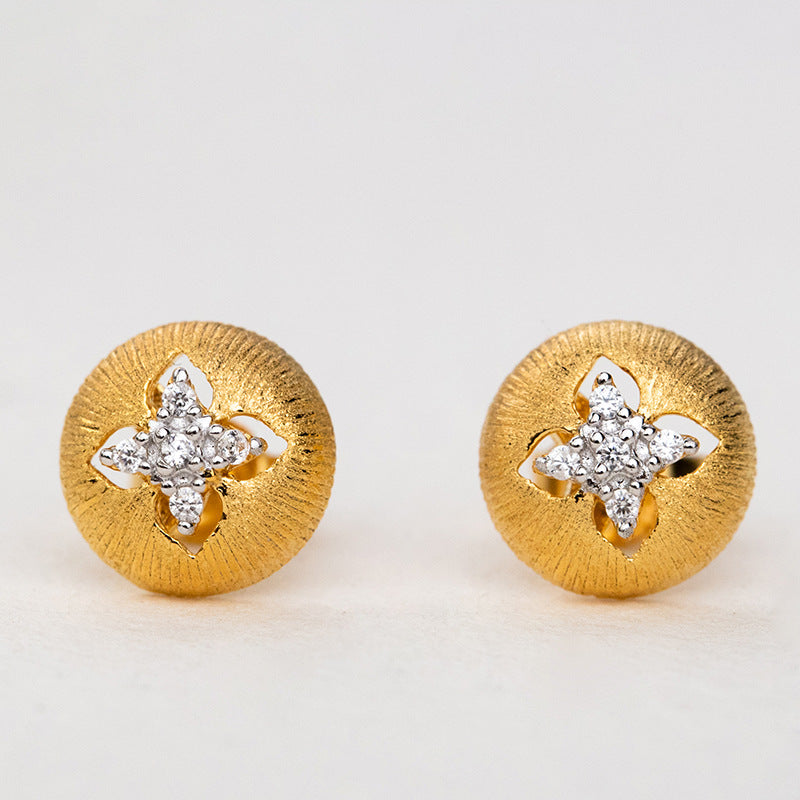 Vintage Palace Round Brushed Zircon Earrings